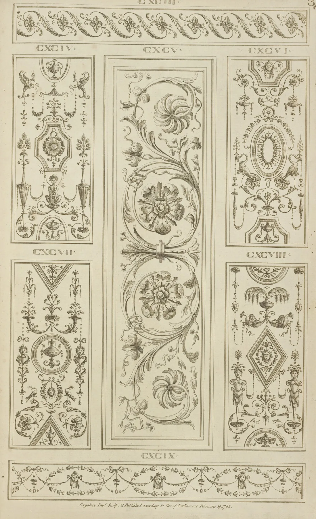 Central Design Of Two Floral Shapes Surrounded By Curling Vegetal Shapes Wall Art by Michael Angelo Pergolesi - High-Resolution Digital Print