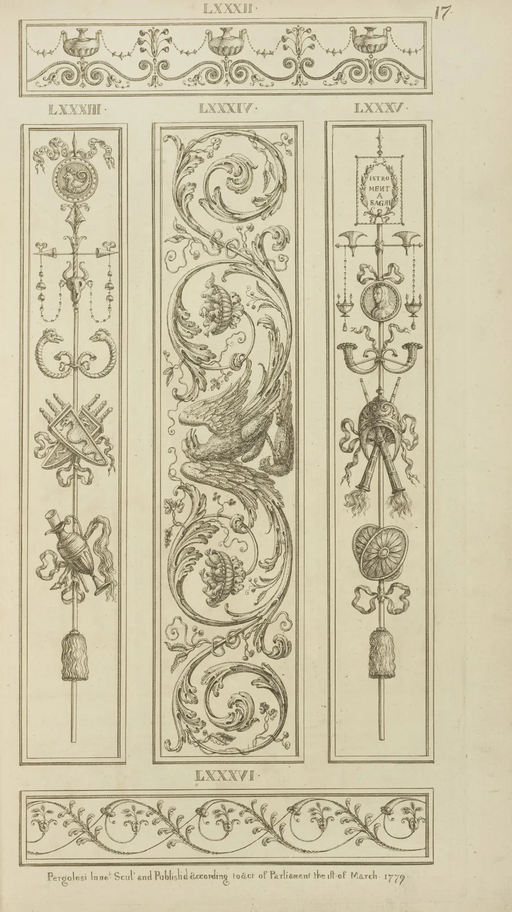 Central Ornamental Design Of Eagle With Vegetal Shapes Wall Art by Michael Angelo Pergolesi - High-Resolution Digital Print