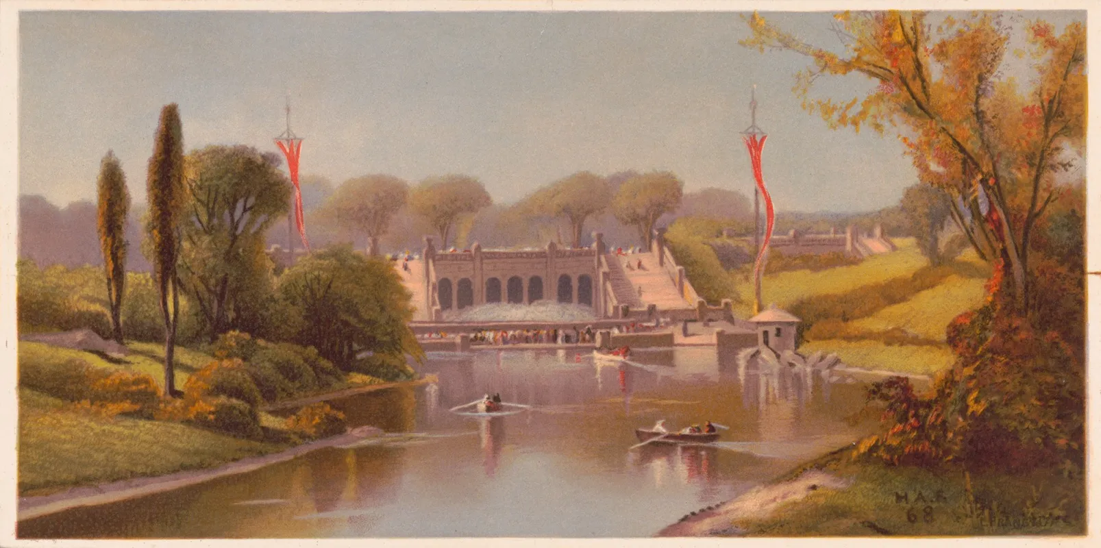 Central Park Views No 6 The Terrace And Lake Wall Art by Henry Augustus Ferguson - High-Resolution Digital Print