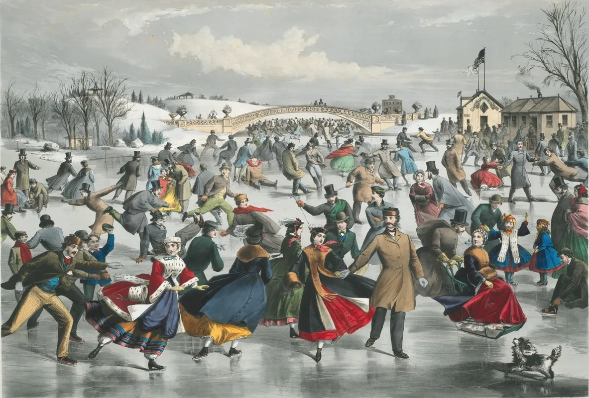 Central Park Winter The Skating Pond Wall Art by Lyman W. Atwater - High-Resolution Digital Print