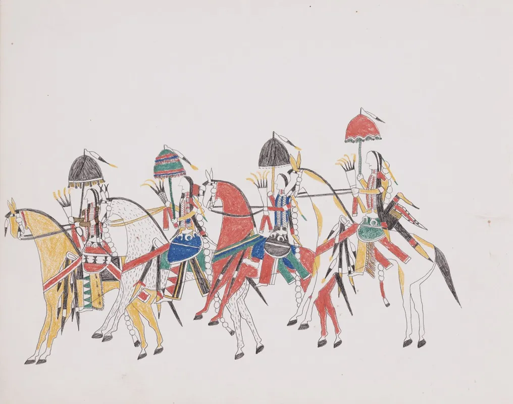 Ceremonial Procession Scene Wall Art by Howling Wolf - High-Resolution Digital Print
