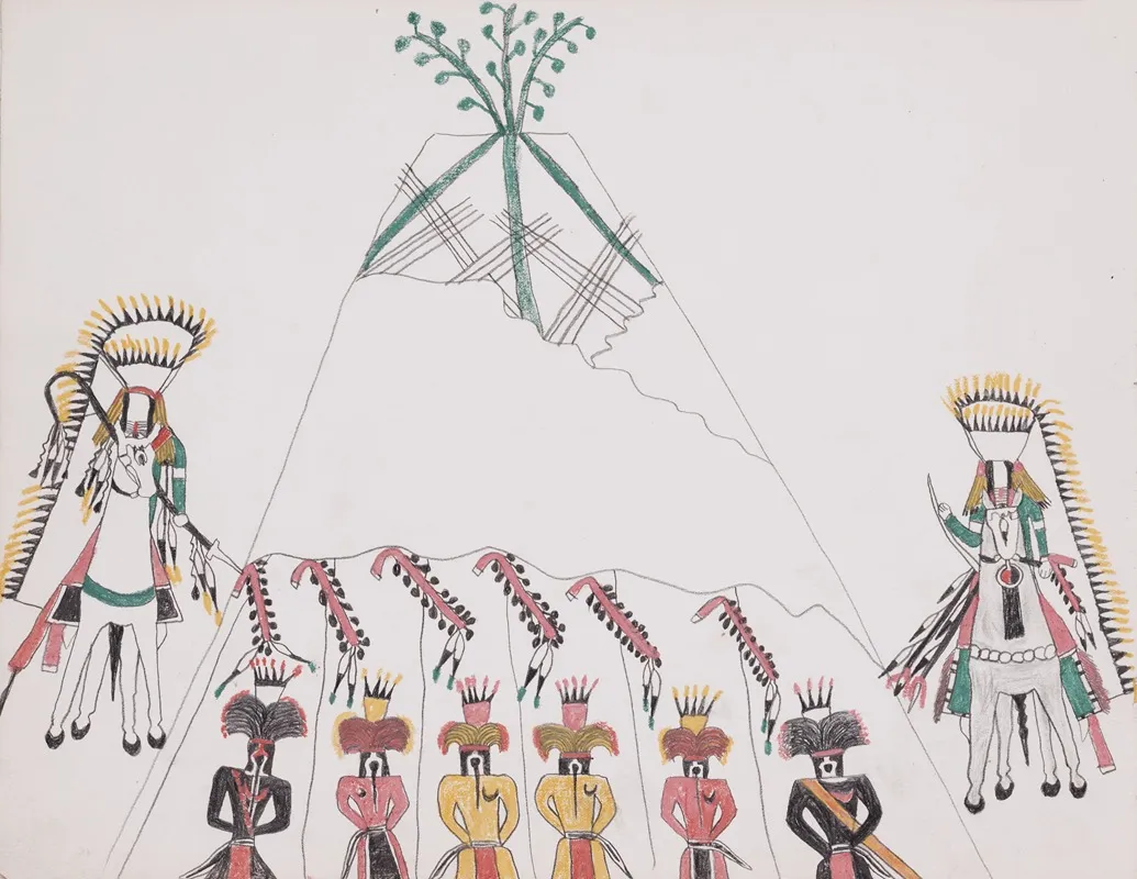 Ceremonial Scene 3 Wall Art by Howling Wolf - High-Resolution Digital Print