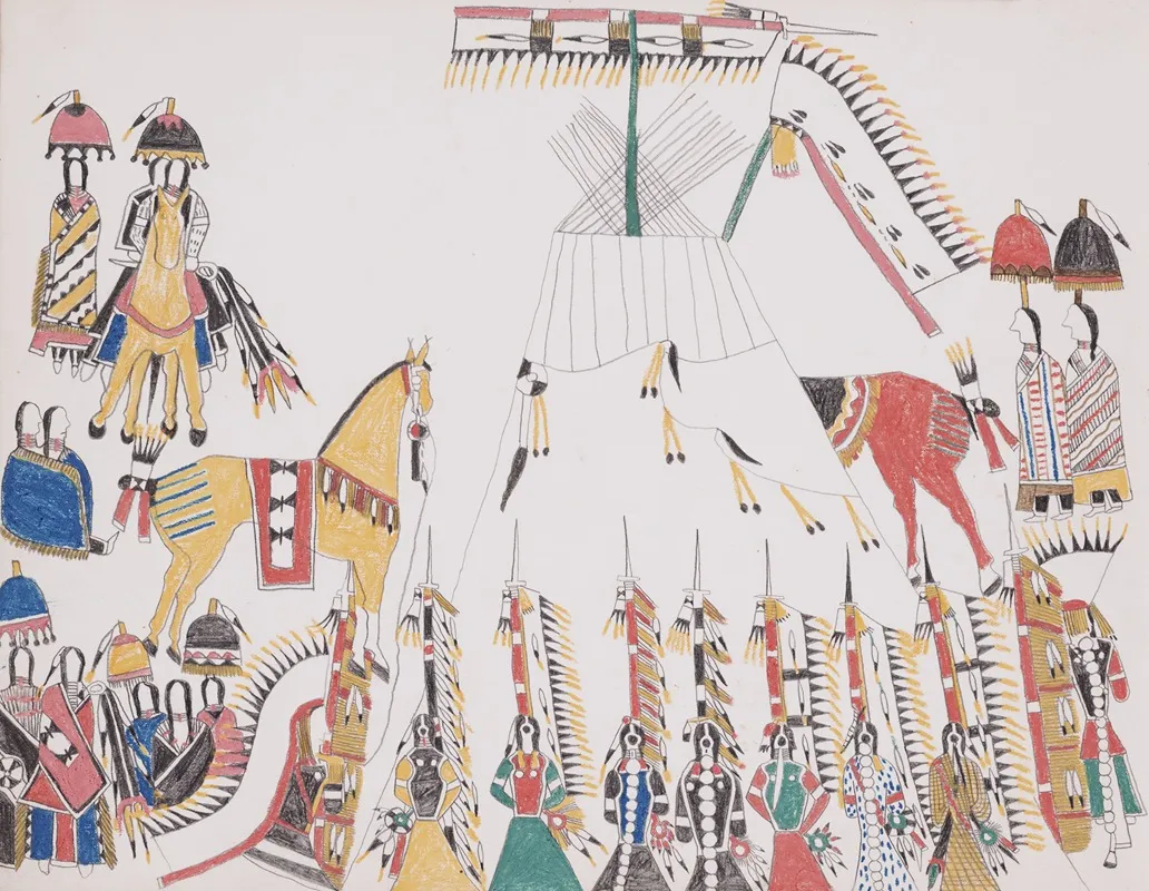 Ceremonial Scene Wall Art by Howling Wolf - High-Resolution Digital Print