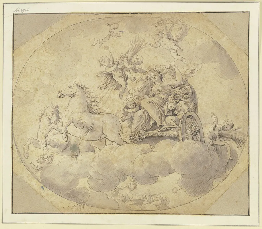 Ceres Auf Einem Wagen In Wolken Wall Art by Francesco Albani - High-Resolution Digital Print