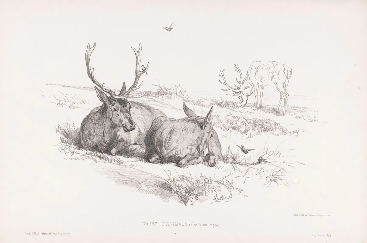 Cerfs Au Repos Wall Art by Martinus Antonius Kuytenbrouwer jr. - High-Resolution Digital Print