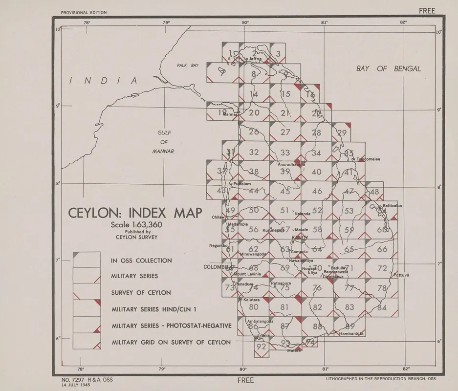 Ceylon Index Map Wall Art by Office of Strategic Services - High-Resolution Digital Print
