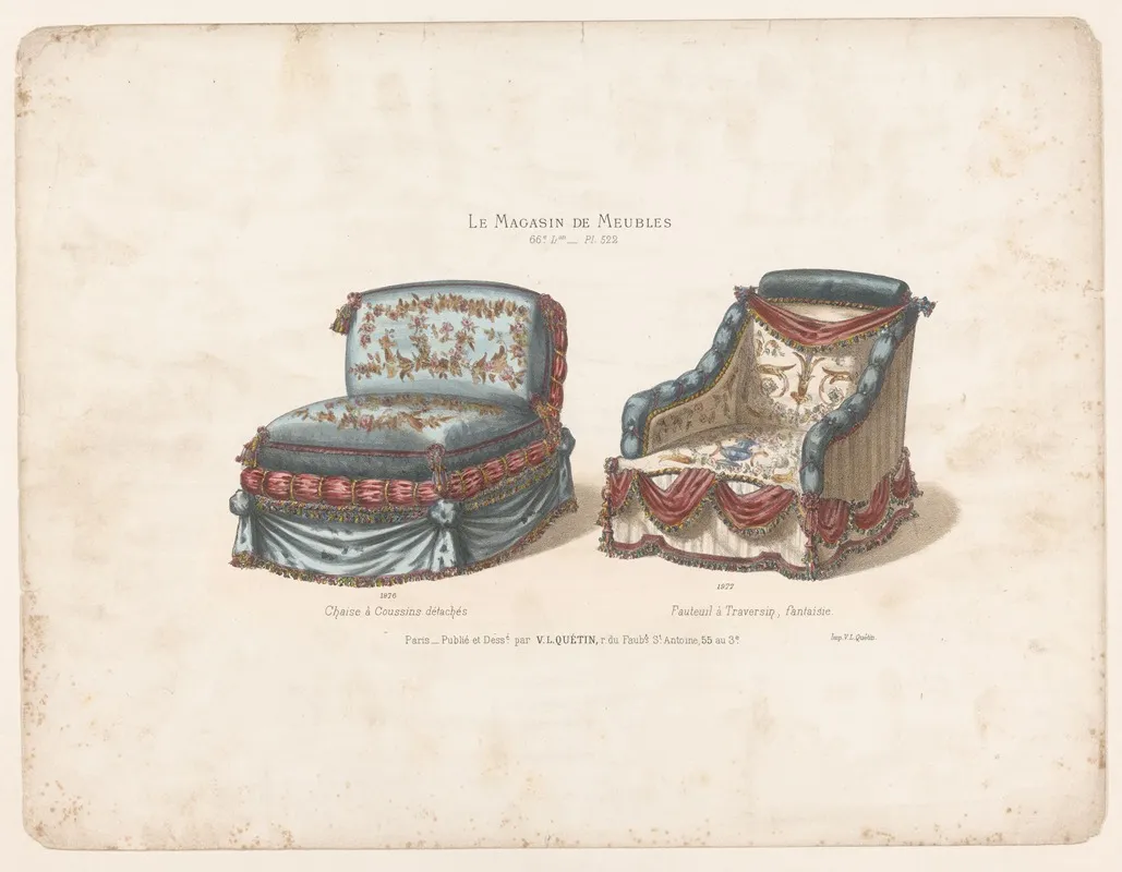 Chaise A Coussins Detaches Fauteuil A Traversin Fantaisie Wall Art by Victor Léon Michel Quétin - High-Resolution Digital Print
