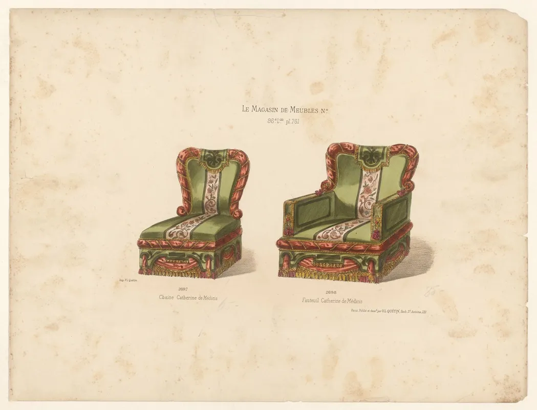 Chaise Catherine De Medicis Fauteuil Catherine De Medicis Wall Art by Victor Léon Michel Quétin - High-Resolution Digital Print