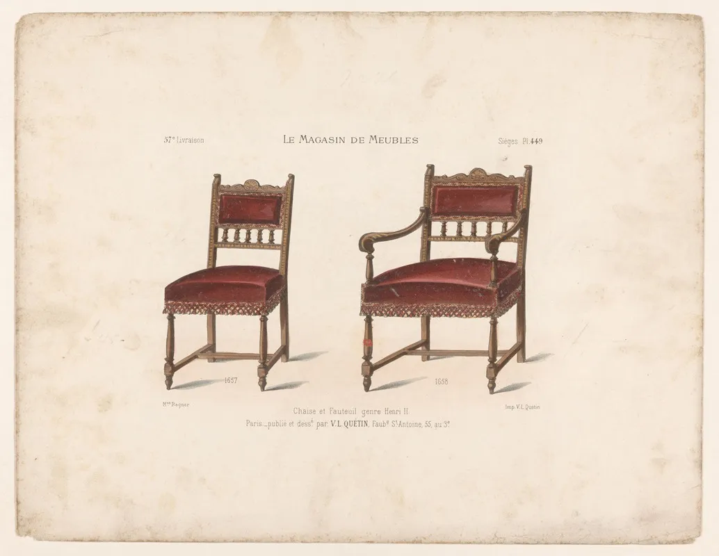 Chaise Et Fauteuil Genre Henri Ii Wall Art by Victor Léon Michel Quétin - High-Resolution Digital Print