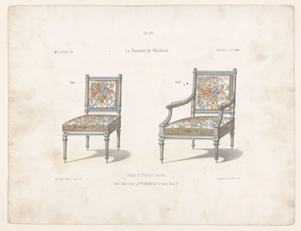 Chaise Et Fauteuil Laques Wall Art by Victor Léon Michel Quétin - High-Resolution Digital Print