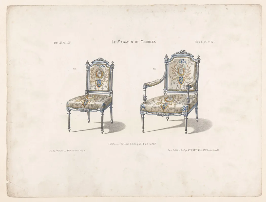 Chaise Et Fauteuil Louis Xvi Bois Laque 2 Wall Art by Victor Léon Michel Quétin - High-Resolution Digital Print