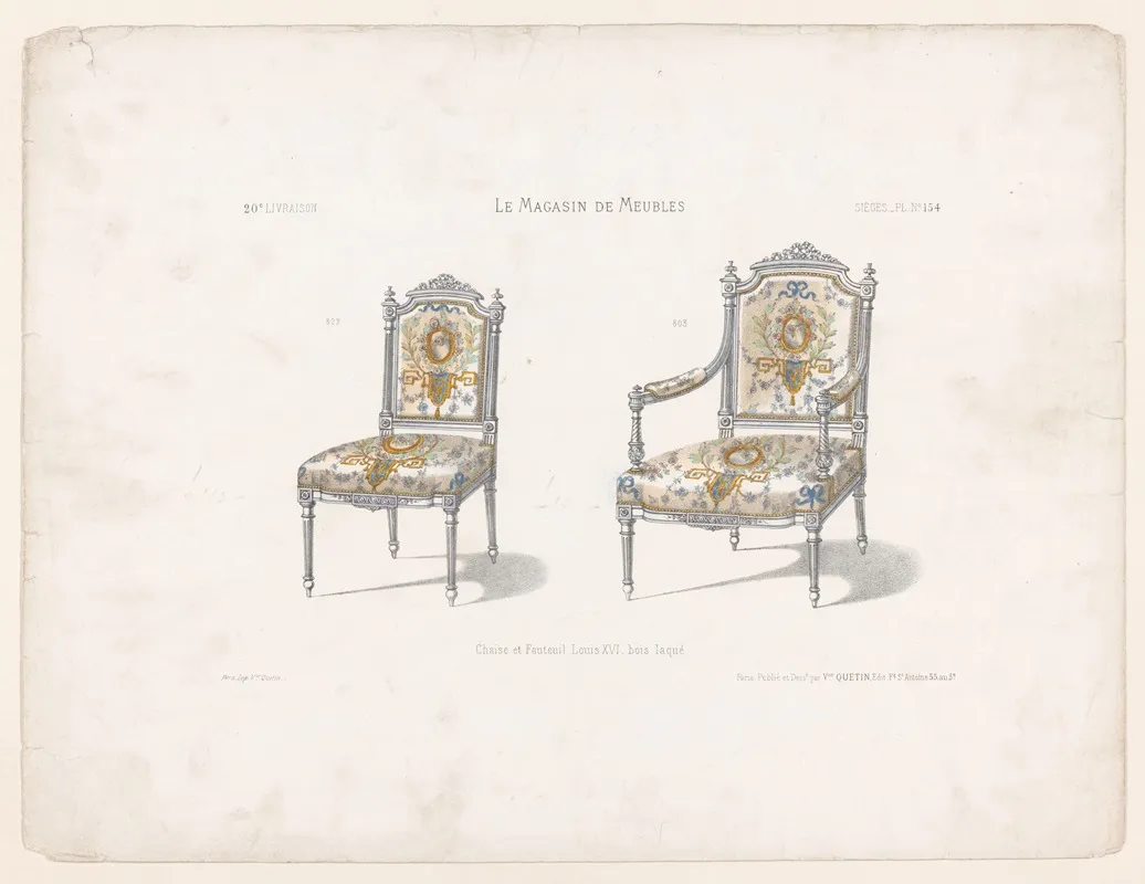 Chaise Et Fauteuil Louis Xvi Bois Laque Wall Art by Victor Léon Michel Quétin - High-Resolution Digital Print