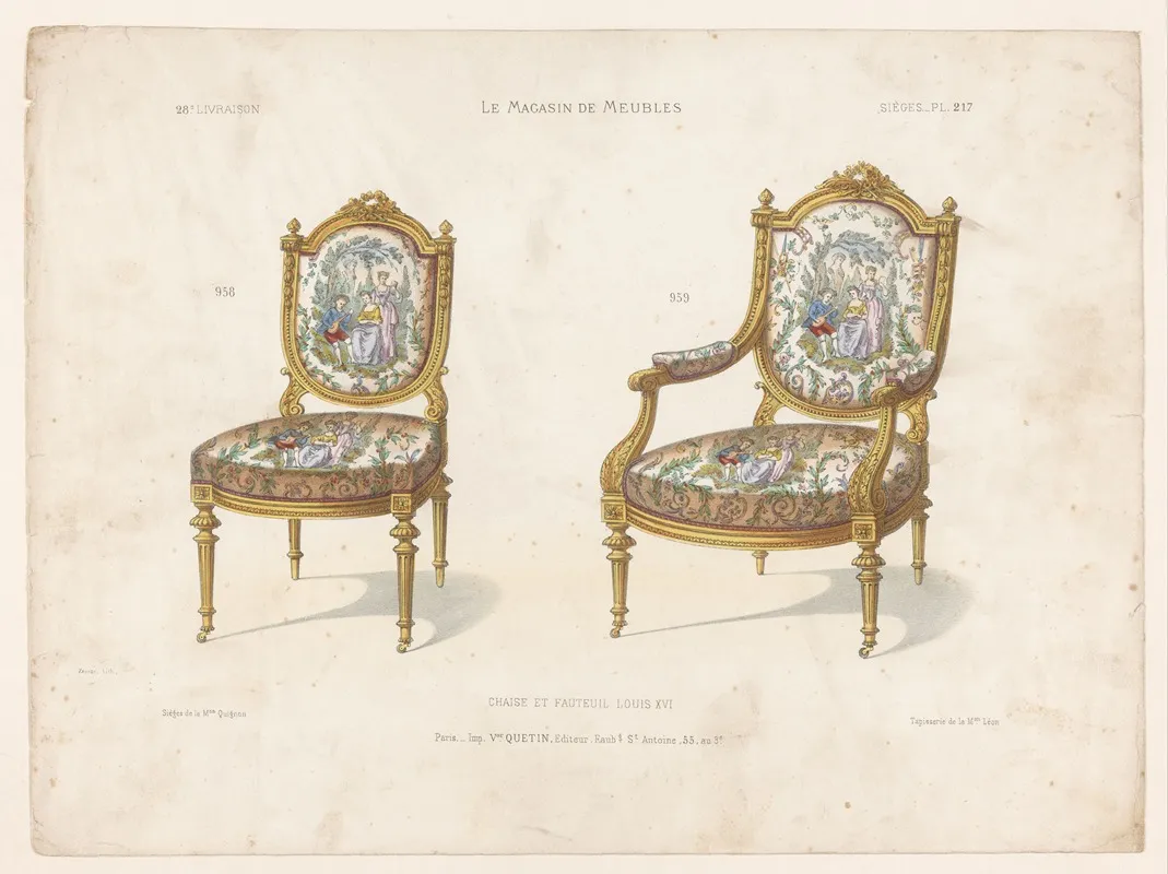 Chaise Et Fauteuil Louis Xvi Wall Art by Victor Léon Michel Quétin - High-Resolution Digital Print
