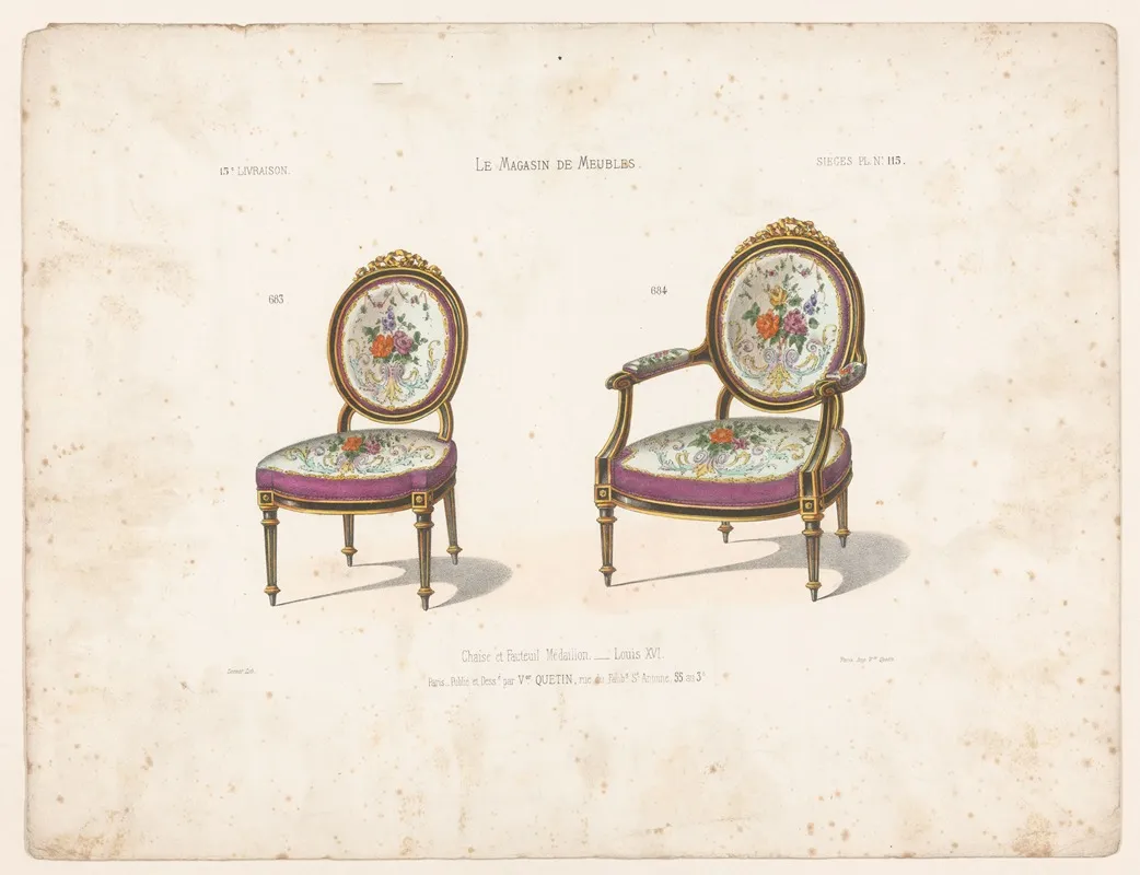 Chaise Et Fauteuil Medaillon Louis Xvi Wall Art by Victor Léon Michel Quétin - High-Resolution Digital Print