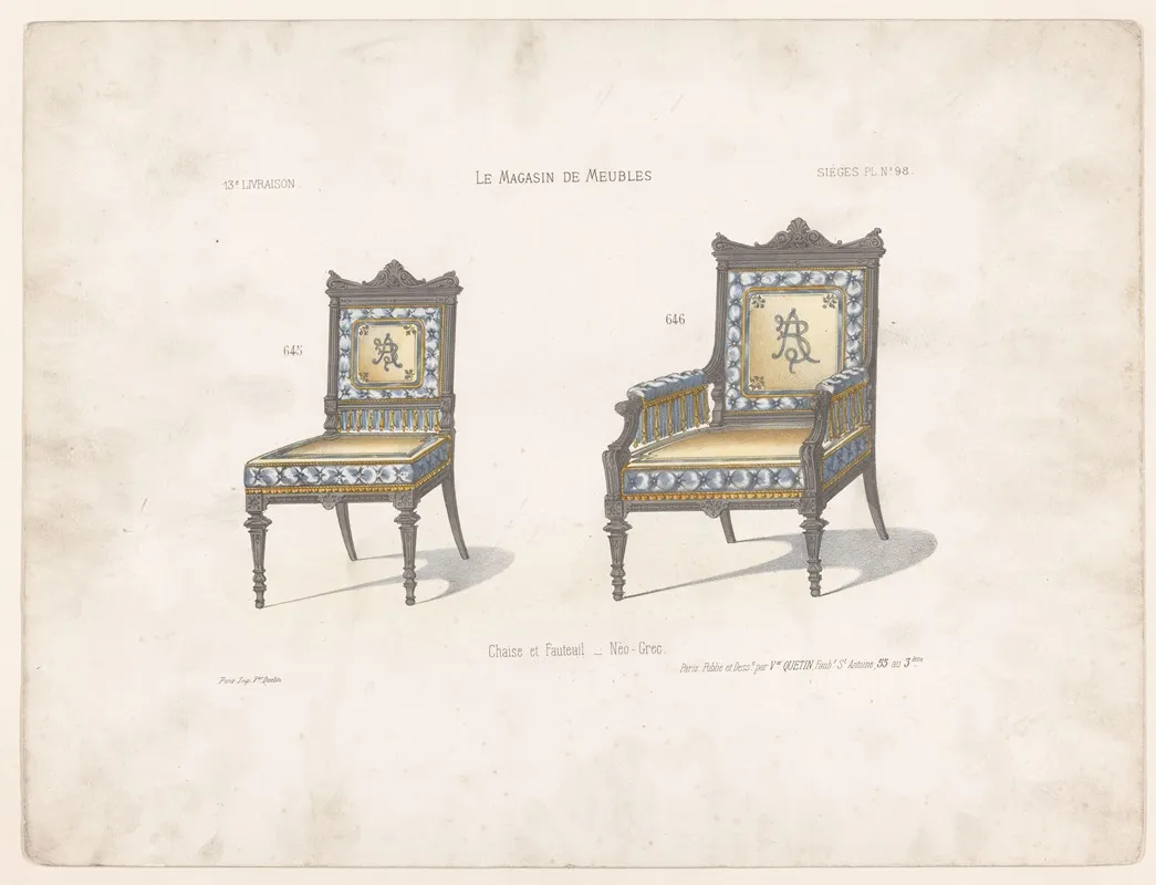 Chaise Et Fauteuil Neo Grec Wall Art by Victor Léon Michel Quétin - High-Resolution Digital Print