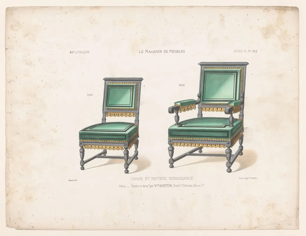 Chaise Et Fauteuil Renaissance Wall Art by Victor Léon Michel Quétin - High-Resolution Digital Print