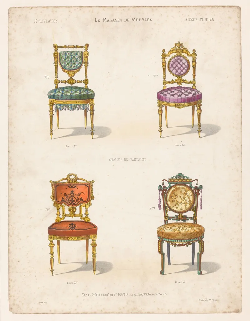 Chaises De Fantaisie Louis Xvi Louis Xiv Chinoise Wall Art by Victor Léon Michel Quétin - High-Resolution Digital Print