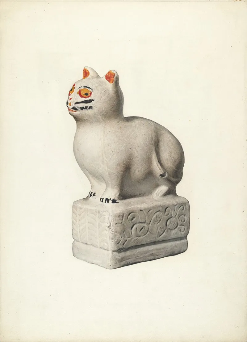 Chalkware Cat 2 Wall Art by Gertrude Koch - High-Resolution Digital Print