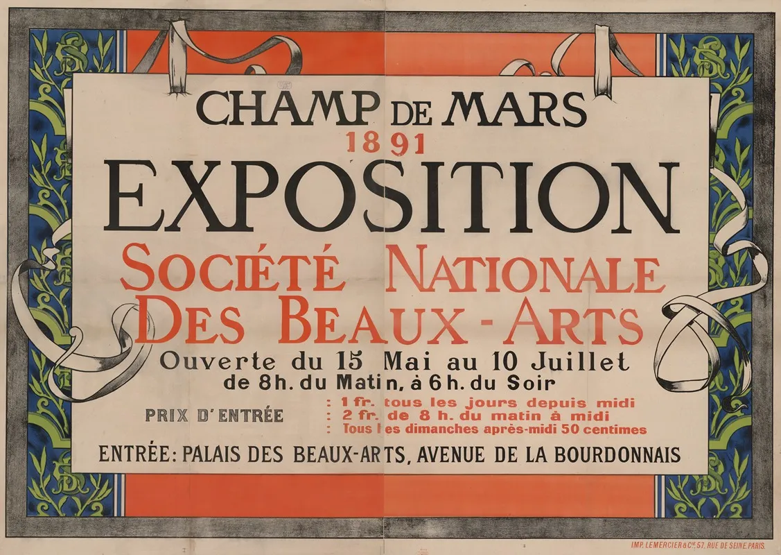Champ De Mars 1891 Exposition Nationale Societe Des Beaux Arts