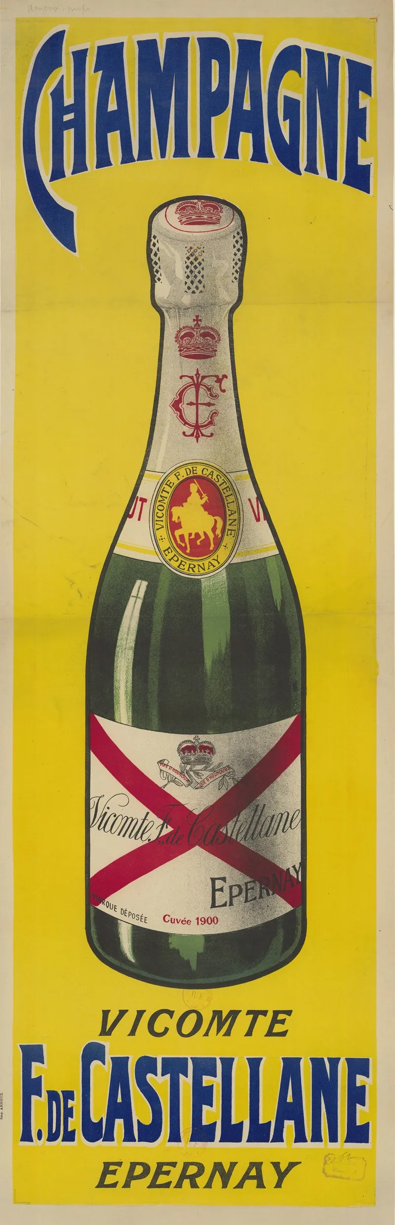 Champagne Vicomte F De Castellane Epernay Wall Art by Imp. Arnoux - High-Resolution Digital Print