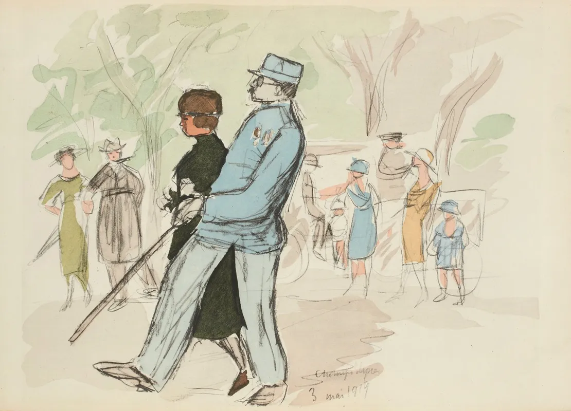 Champs Elysees 3 Mai 1919 Wall Art by Paul Goute - High-Resolution Digital Print