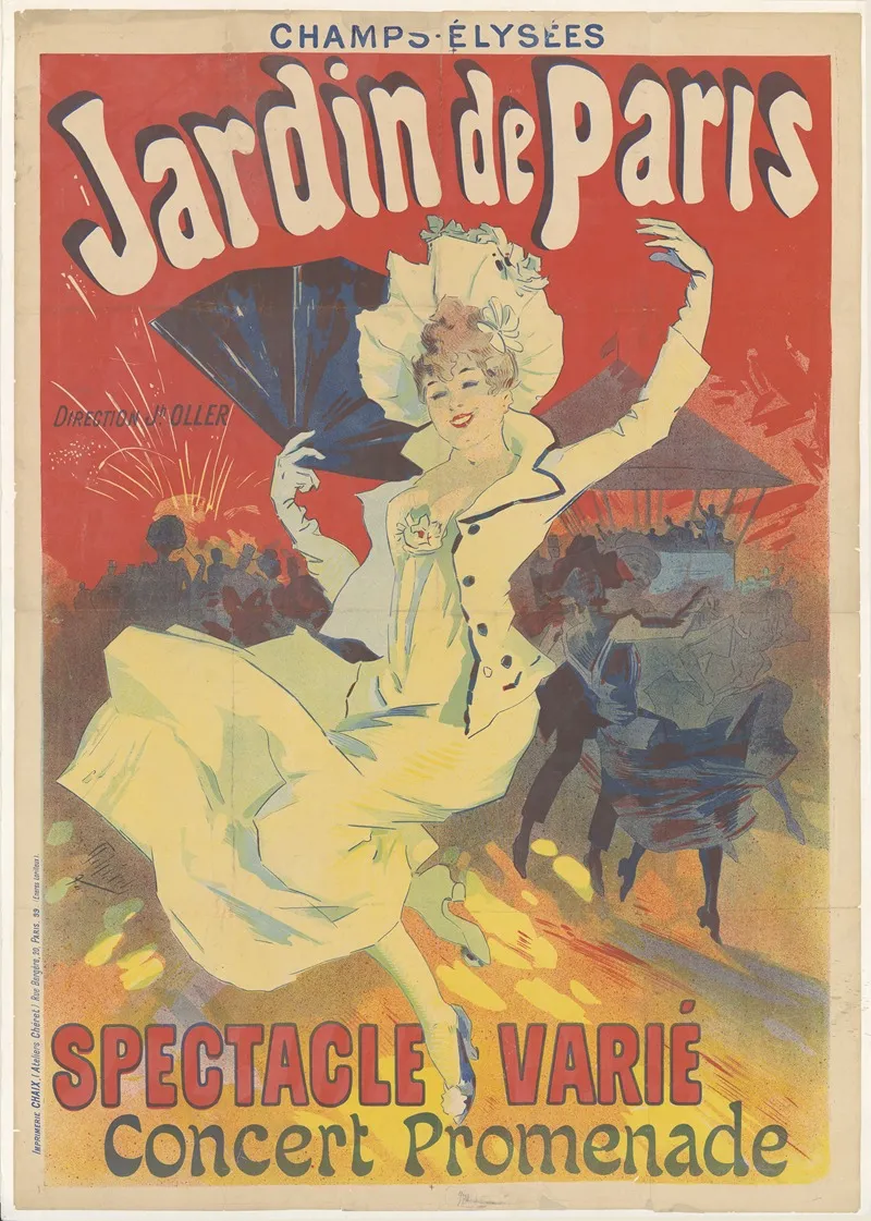 Champs Elysees Jardin De Paris Direction Jh Oller Spectacle Varie Concert Promenade Wall Art by Jules Chéret - Canvas Print