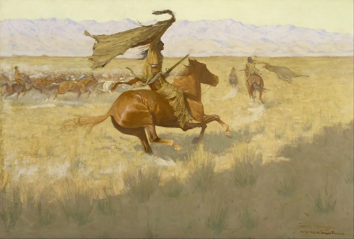 Change Of Ownership The Stampede Horse Thieves Wall Art by Frederic Remington - High-Resolution Digital Print