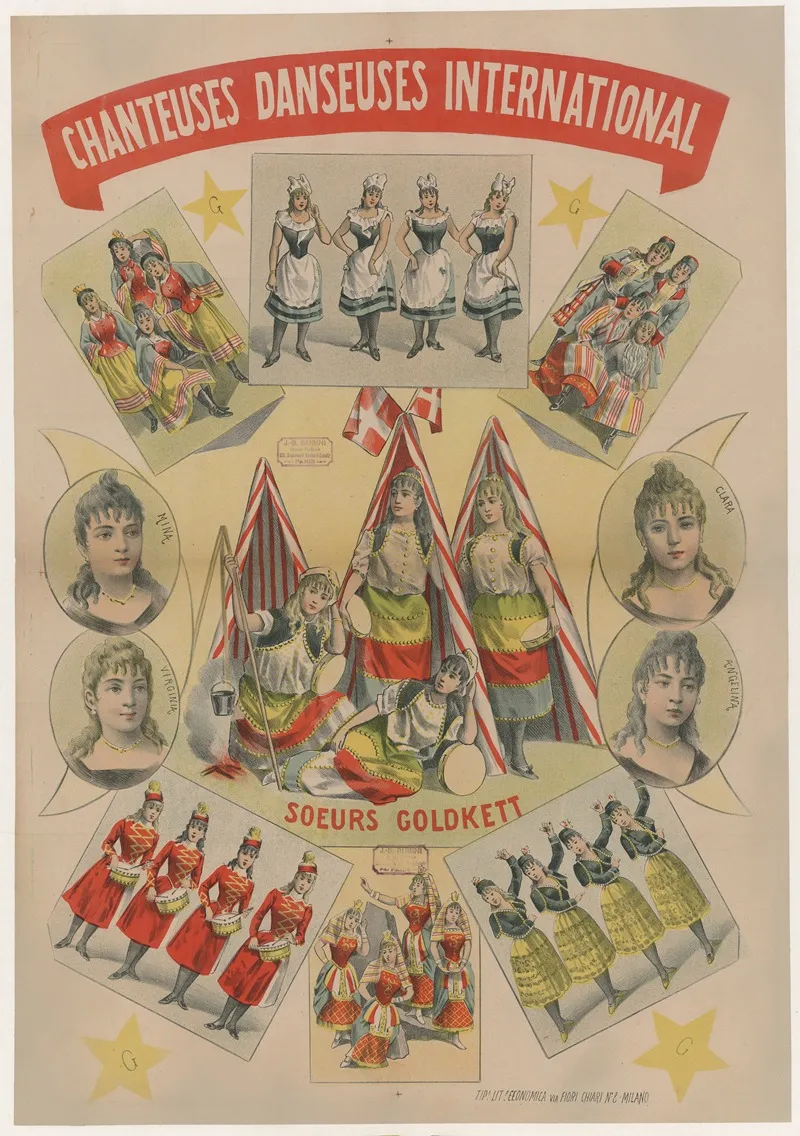 Chanteuses Danseuses International Soeurs Goldkett Wall Art by Anonymous - High-Resolution Digital Print
