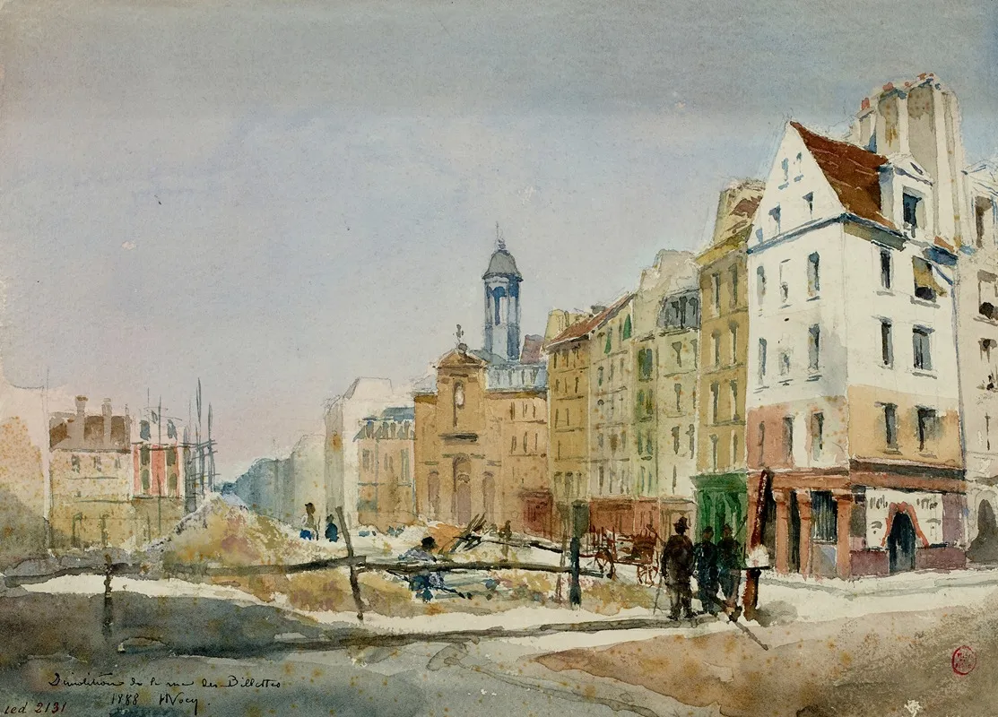 Chantiers De Demolition De La Rue Des Billettes 1888 Wall Art by Henry Eugène Nocq - High-Resolution Digital Print