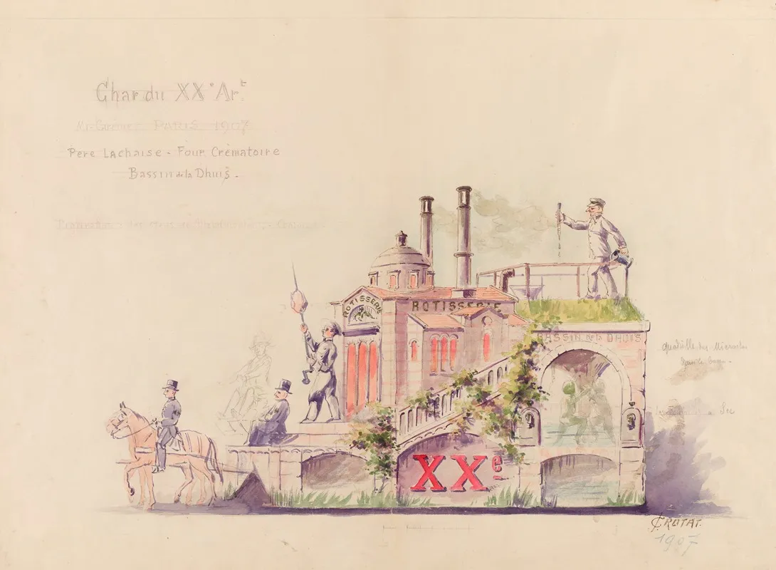 Char Du Xxe Arrondissement Pere Lachaise Four Crematoire Bassin De La Dhuis Wall Art by Jean Crotat - High-Resolution Digital Print