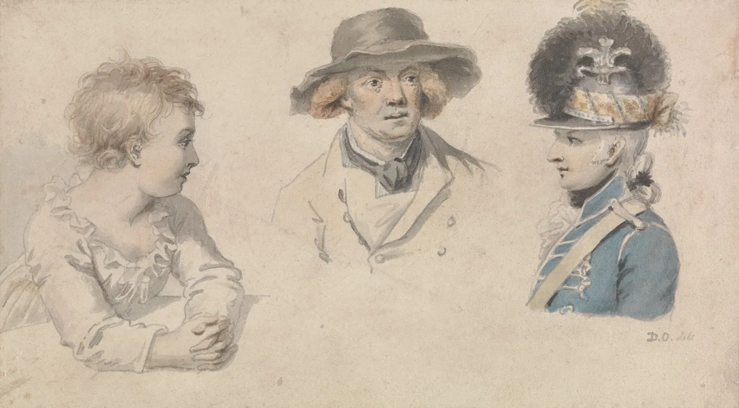 Character Studies A Child A Man In A Hat Military Officer Wall Art by Daniel Orme - High-Resolution Digital Print