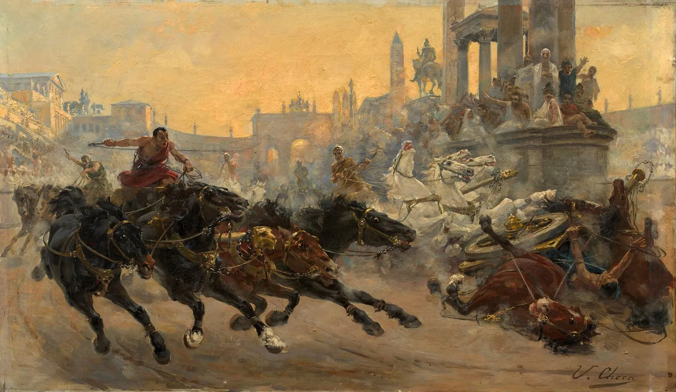 Chariot Race In The Circus Maximus During Ancient Rome Wall Art by Ulpiano Checa Y Sanz - High-Resolution Digital Print