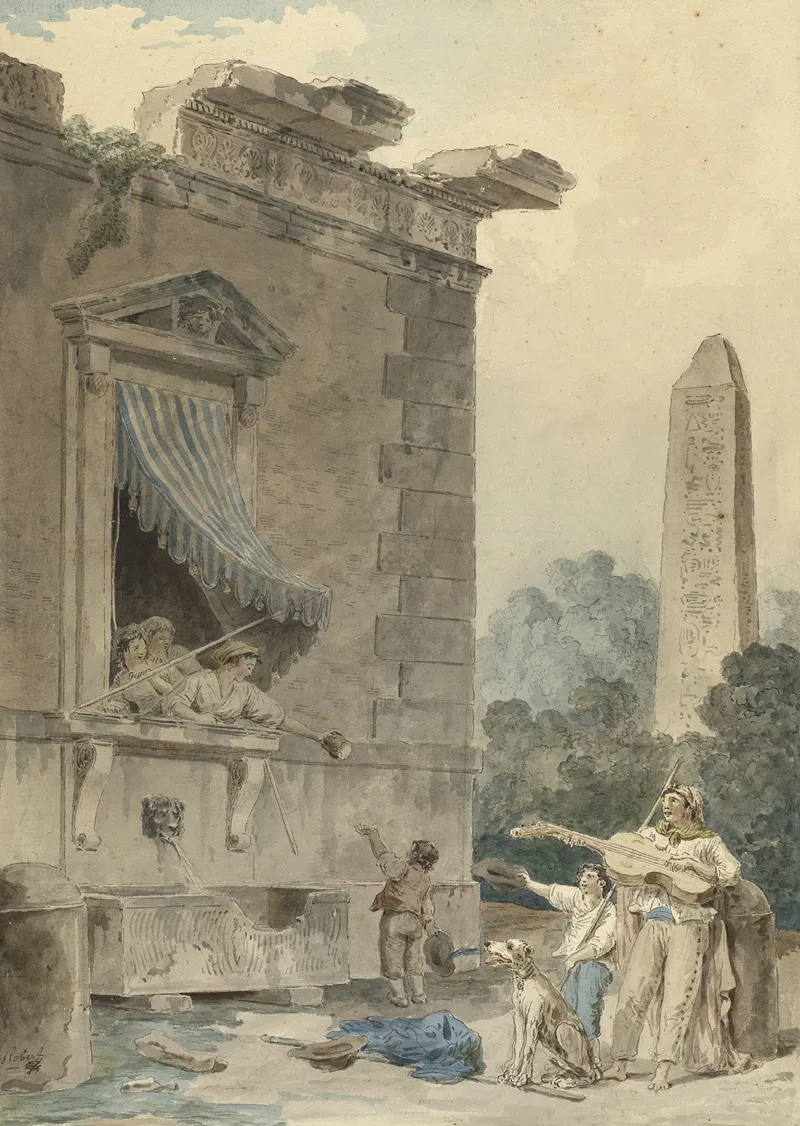 Charitable Ladies Wall Art by Hubert Robert - High-Resolution Digital Print