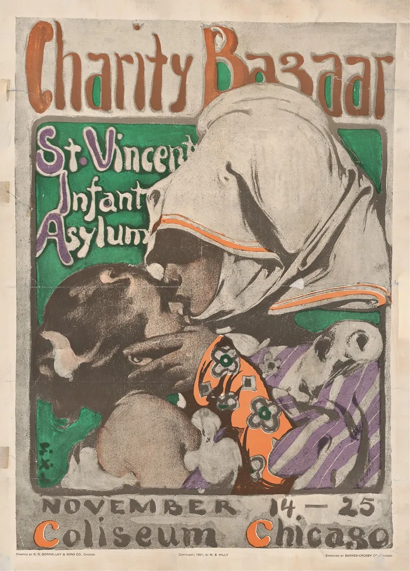 Charity Bazaar St Vincent Infant Asylum November 14 25 Coliseum Chicago Wall Art by Frank Xavier Leyendecker - High-Resolution Digital Print