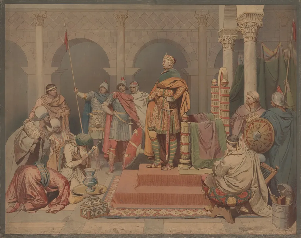 Charlemagne Receives Moorish Embassy Wall Art by Franz Xaver Simm - High-Resolution Digital Print