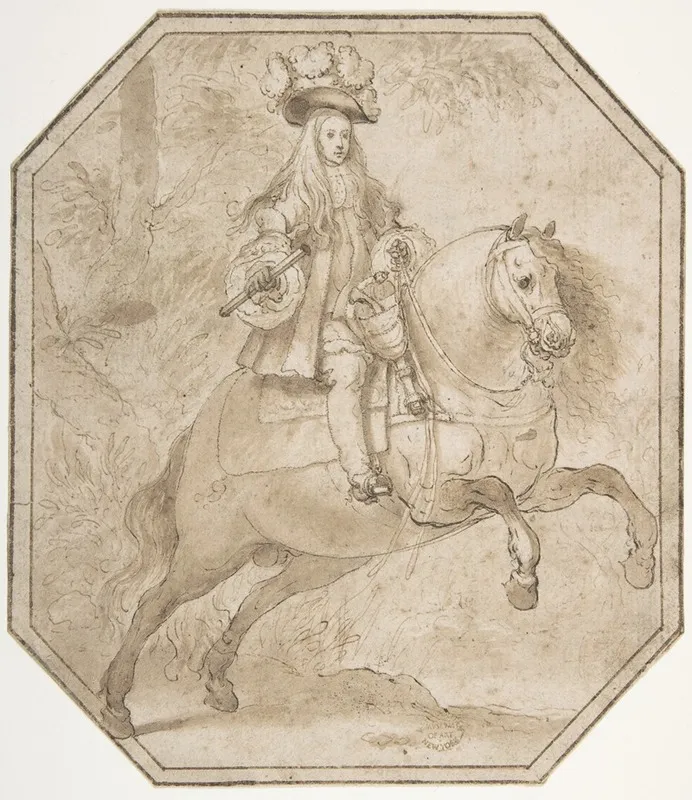 Charles Ii Of Spain On Horseback Wall Art by Matías de Torres - High-Resolution Digital Print
