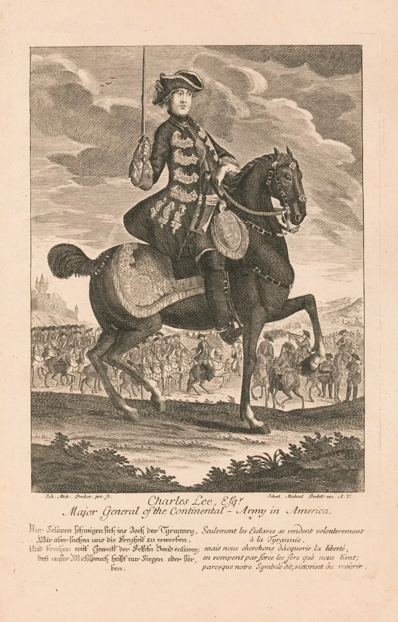 Charles Lee Esqr Major General Of The Continental Army In America Wall Art by Johann Michael Probst - High-Resolution Digital Print