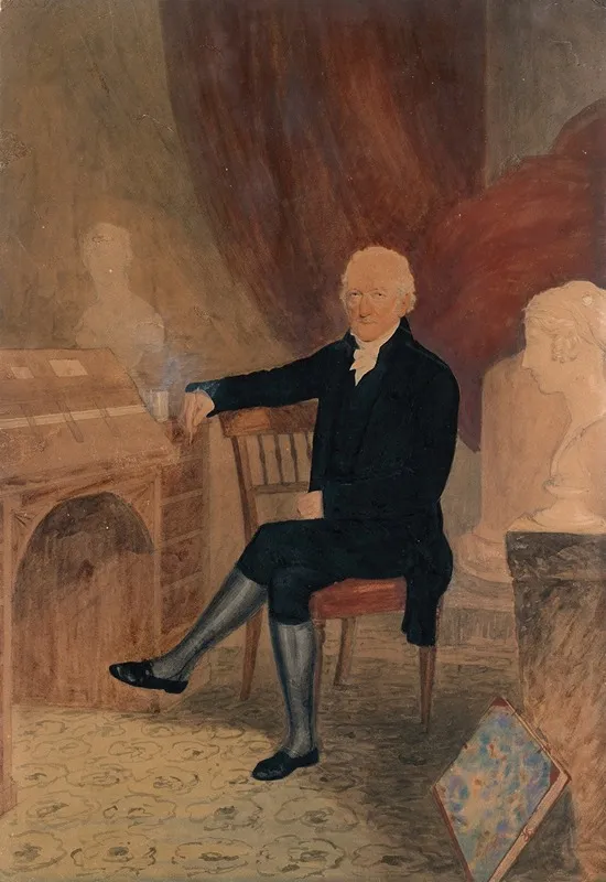 Charles Robertson 1760 1821 At His Miniature Painters Desk Wall Art by Henry Kirchhoffer - High-Resolution Digital Print