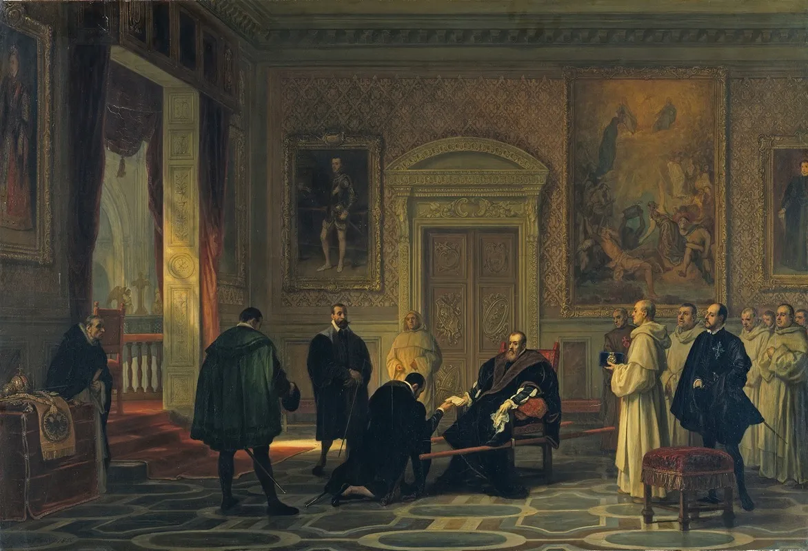 Charles V At The Monastery Of San Jeronimo De Yuste Wall Art by Joseph Nicolas Robert-Fleury - High-Resolution Digital Print
