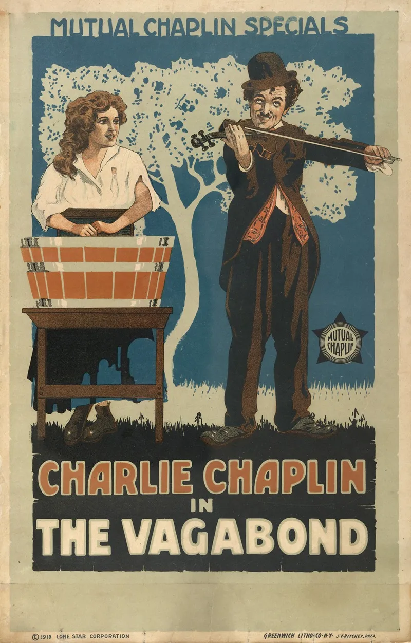 Charlie Chaplin In The Vagabond Wall Art by Greenwich Litho. Co. - High-Resolution Digital Print