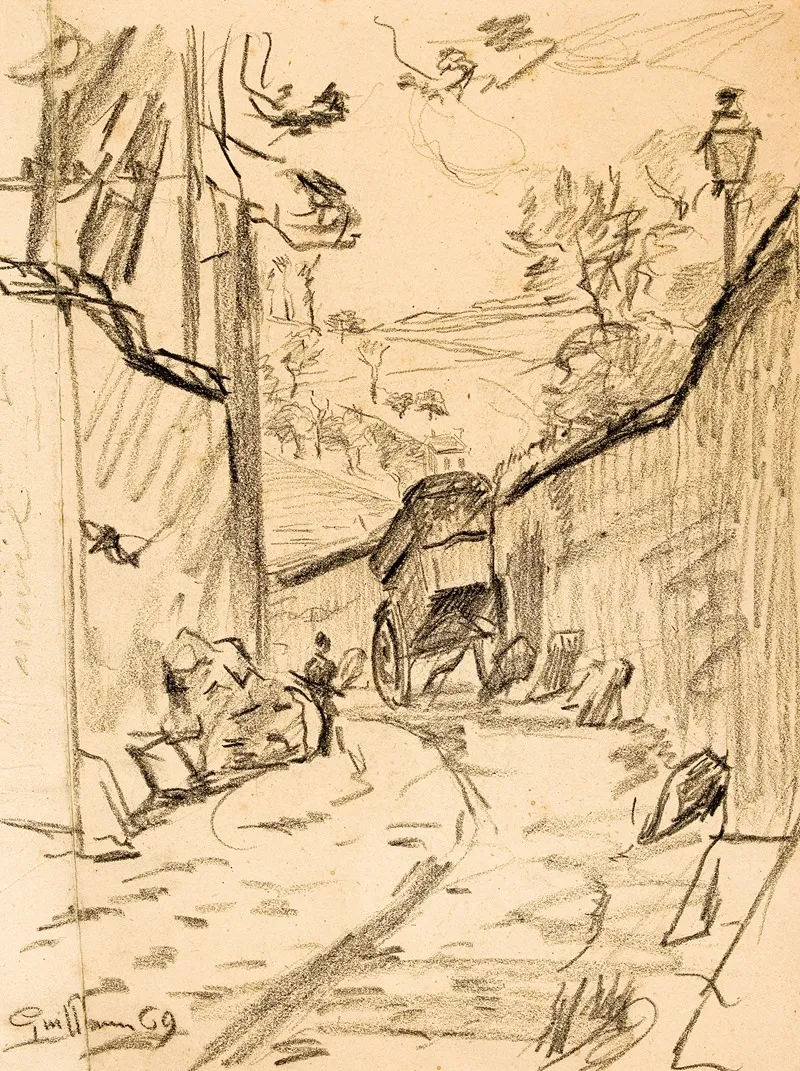 Charrette Dans Une Ruelle Tournante