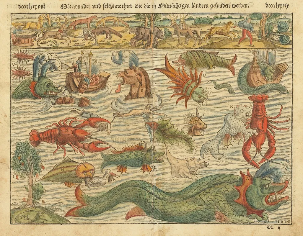 Chart Of Sea Monsters Wall Art by Sebastian Münster - High-Resolution Digital Print