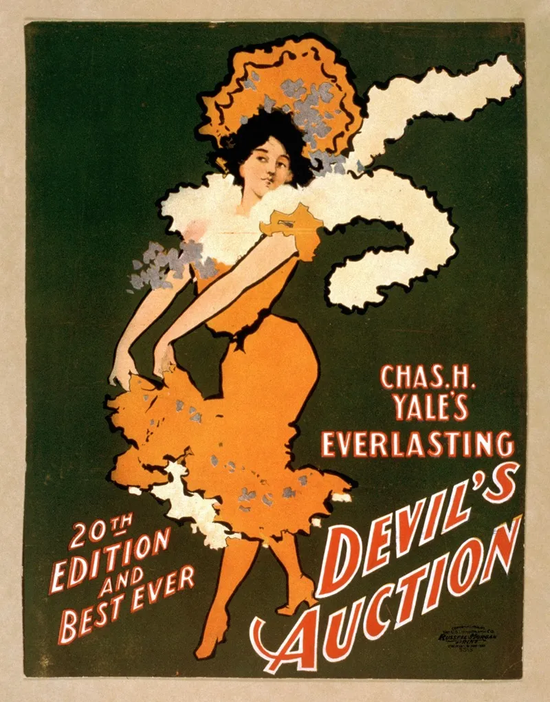 Chas H Yales Everlasting Devils Auction 20th Edition And Best Ever Wall Art by U.S. Lithograph Co. - High-Resolution Digital Print