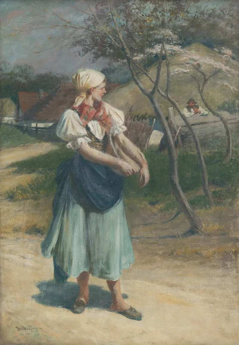 Chat In The Countryside Wall Art by Lajos Deák-Ébner - High-Resolution Digital Print