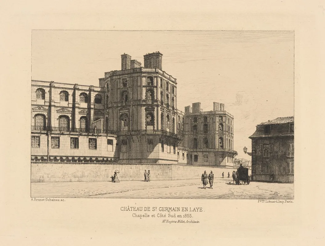 Chateau De St Germain En Laye Chapel And South Side In 1855 Wall Art by Alfred Brunet-Debaines - High-Resolution Digital Print