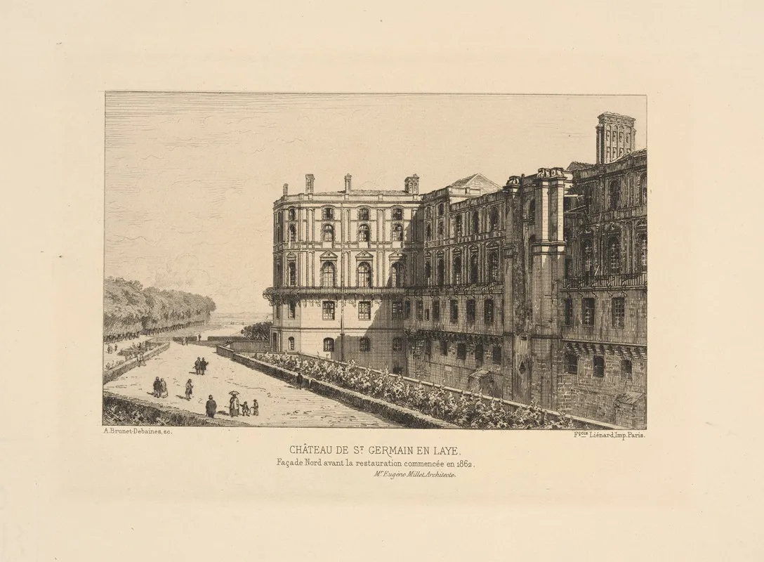 Chateau De St Germain En Laye North Façade Before Restoration Began In 1862 Wall Art by Alfred Brunet-Debaines - High-Resolution Digital Print
