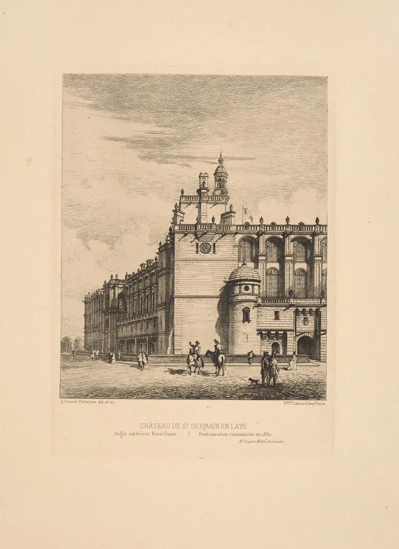 Chateau De St Germain En Laye Northwest Exterior Angle Restoration Began In 1682 Wall Art by Alfred Brunet-Debaines - High-Resolution Digital Print