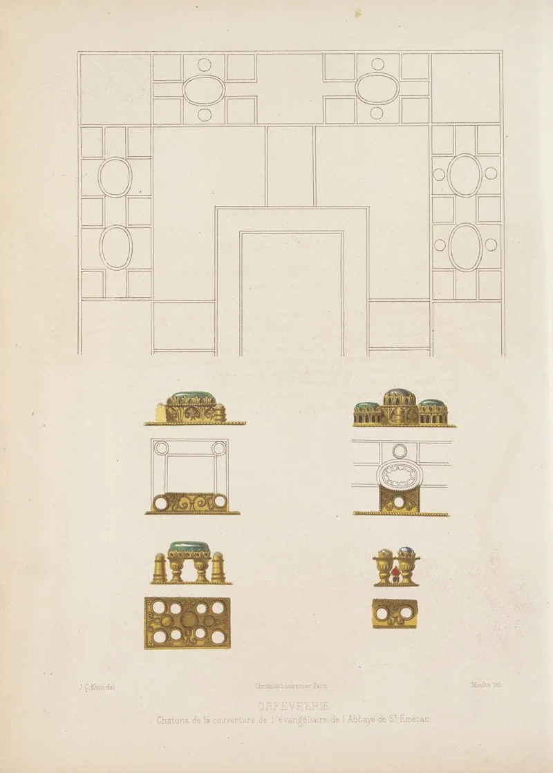 Chatons De La Couverture De Levangeliaire De Labbaye De St Emeran Wall Art by Joseph Rose Lemercier - High-Resolution Digital Print