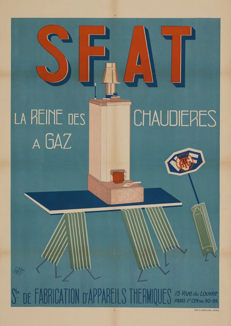 Chaudiere A Gaz Produit Par La Societe De Fabrication Dappareils Thermiques Wall Art by Imp. A. Karcher - High-Resolution Digital Print