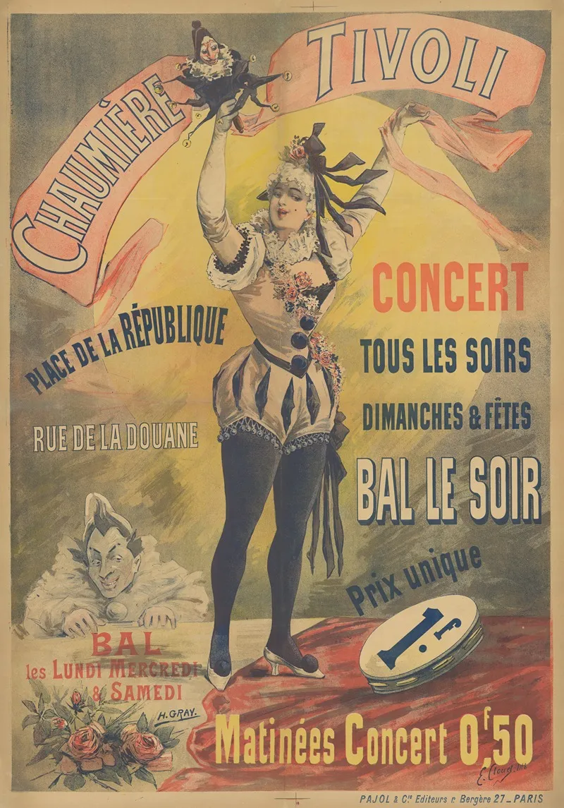 Chaumere Tivoli Concert Tous Les Soirs Bal Wall Art by Henri Boulanger Gray - High-Resolution Digital Print